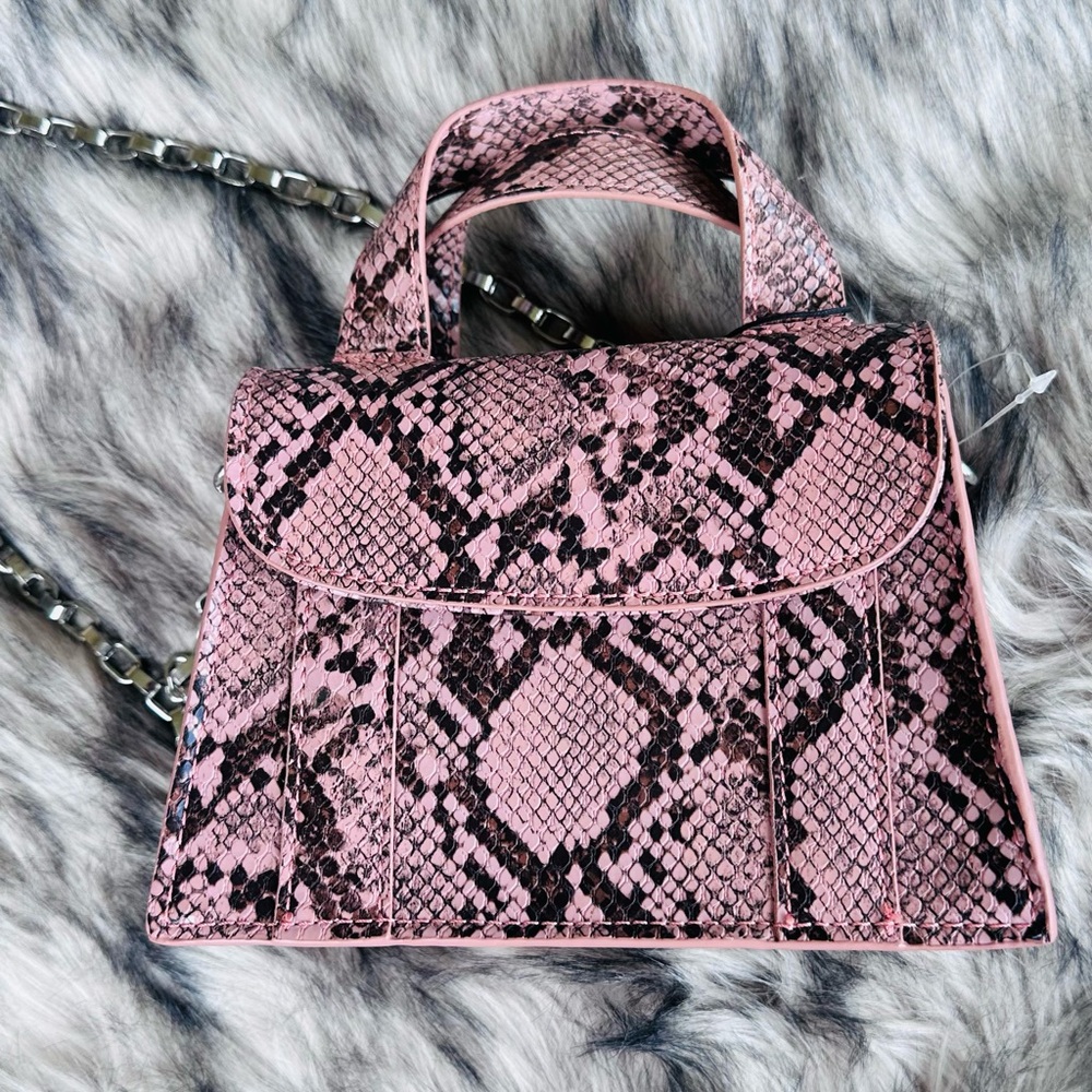 Zara Mini Pink Crossbody Bag with Snakeskin Pattern - Picture 4 of 4